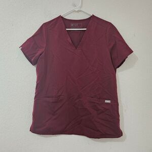 FIGS Casma 3 pockets scrub top Size M, Burgundy